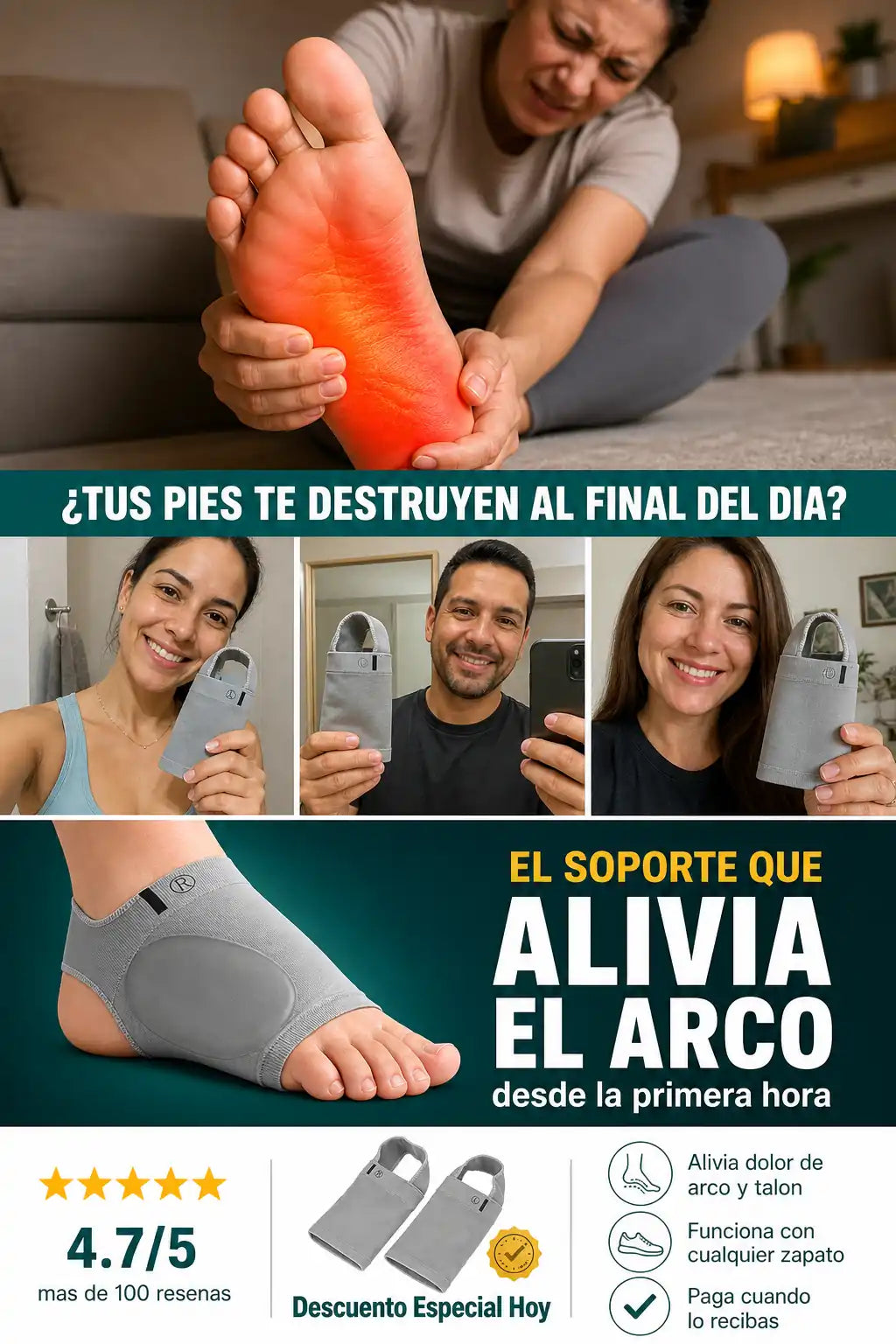 Corrector de Pie Plano - Alivia el Dolor de Arco y Talón - Descuento Especial Hoy