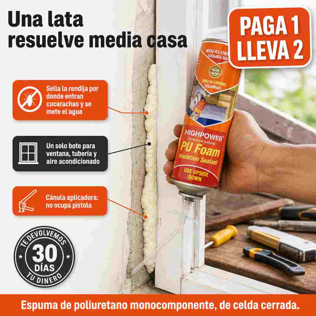 Hermetika Espuma Selladora Multiuso - Sella Grietas, Filtraciones PAGA 1 LLEVA 2