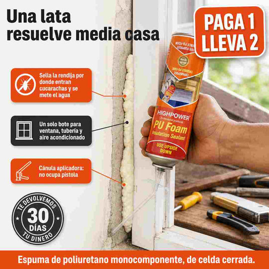 Hermetika Espuma Selladora Multiuso - Sella Grietas, Filtraciones PAGA 1 LLEVA 2