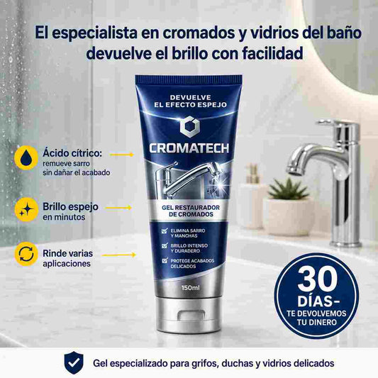 CROMATECH Gel Restaurador de Cromados - Ayude a Recuperar el Brillo de Grifos, Duchas y Vidrios - Pague Contra Entrega