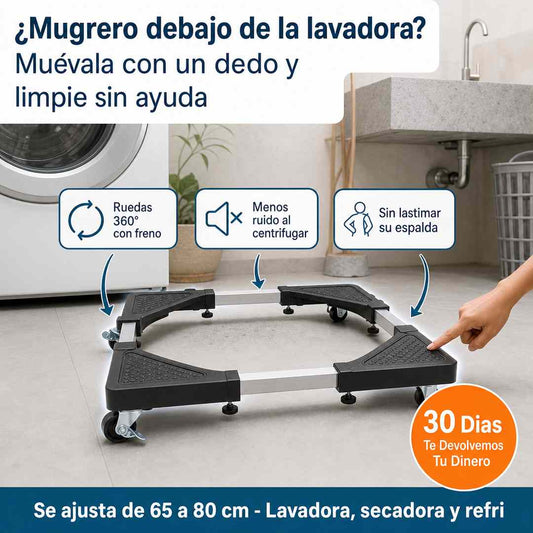 Rodalux - Base Movil Ajustable para Electrodomesticos - Mueve tu Lavadora con un Dedo