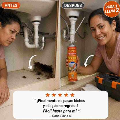 Hermetika Espuma Selladora Multiuso - Sella Grietas, Filtraciones PAGA 1 LLEVA 2