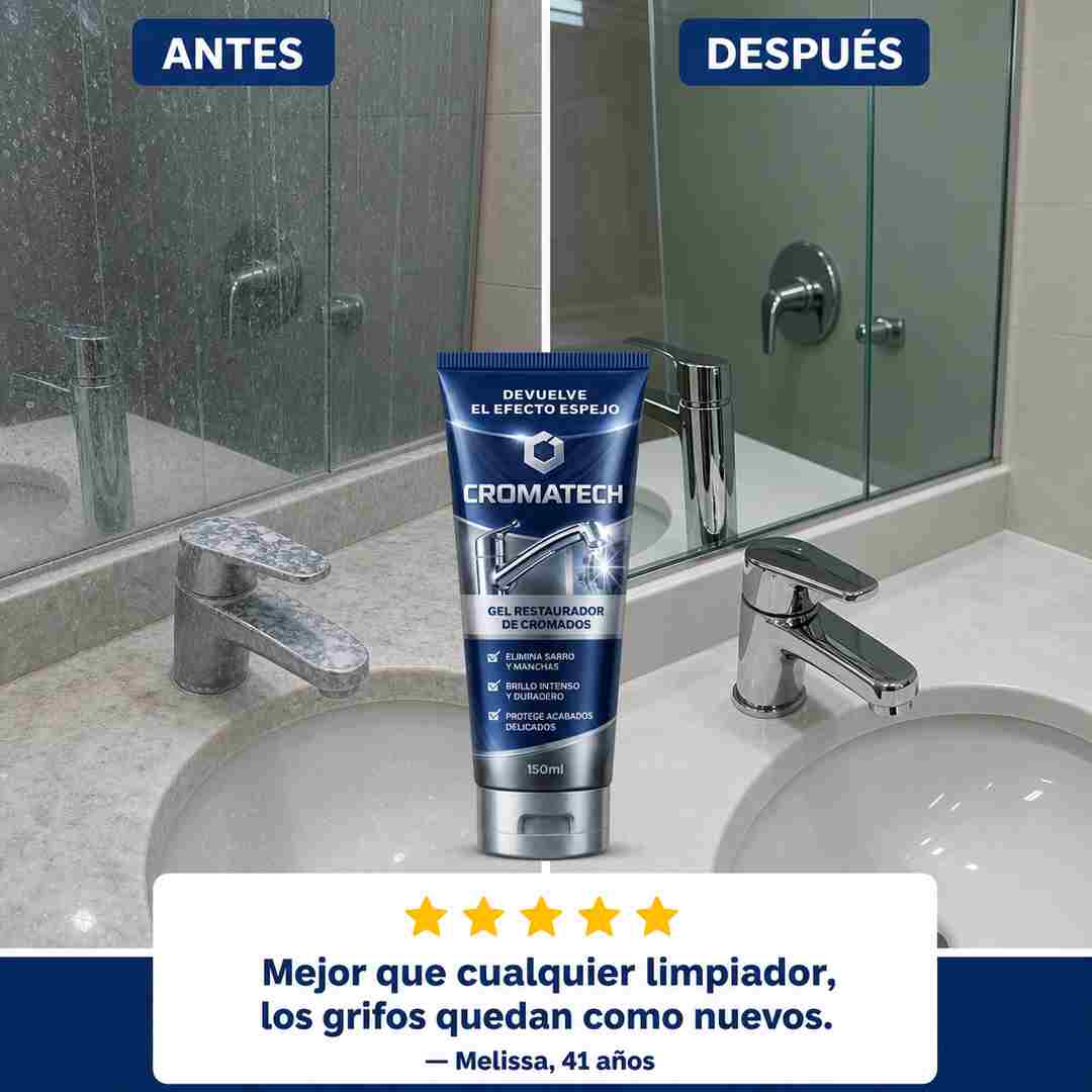 CROMATECH Gel Restaurador de Cromados - Ayude a Recuperar el Brillo de Grifos, Duchas y Vidrios - Pague Contra Entrega