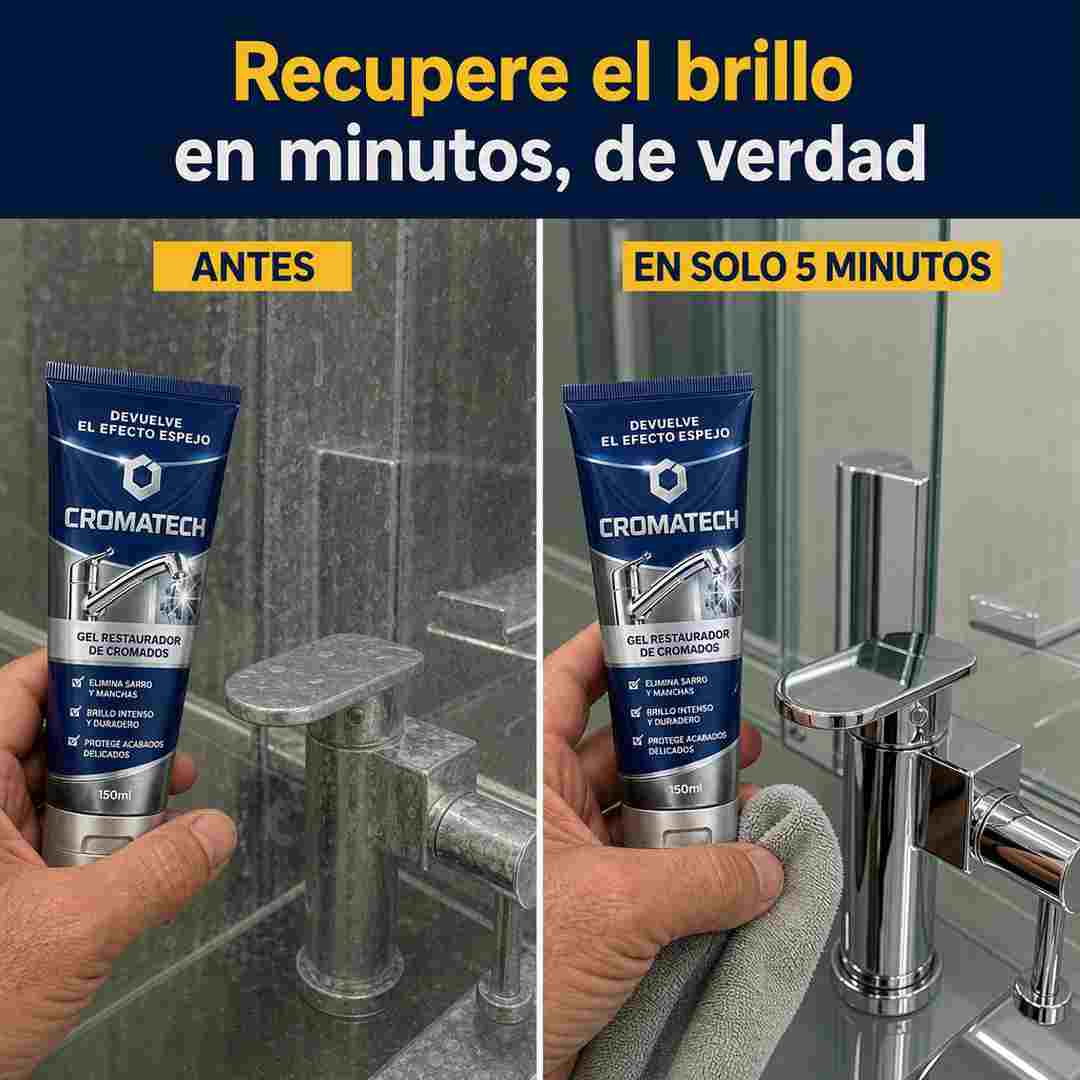 CROMATECH Gel Restaurador de Cromados - Ayude a Recuperar el Brillo de Grifos, Duchas y Vidrios - Pague Contra Entrega