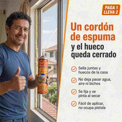 Hermetika Espuma Selladora Multiuso - Sella Grietas, Filtraciones PAGA 1 LLEVA 2
