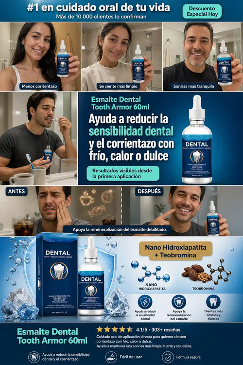 Esmalte Dental Tooth Armor - Reduce la Sensibilidad y Fortalece tu Esmalte - Descuento Especial Hoy