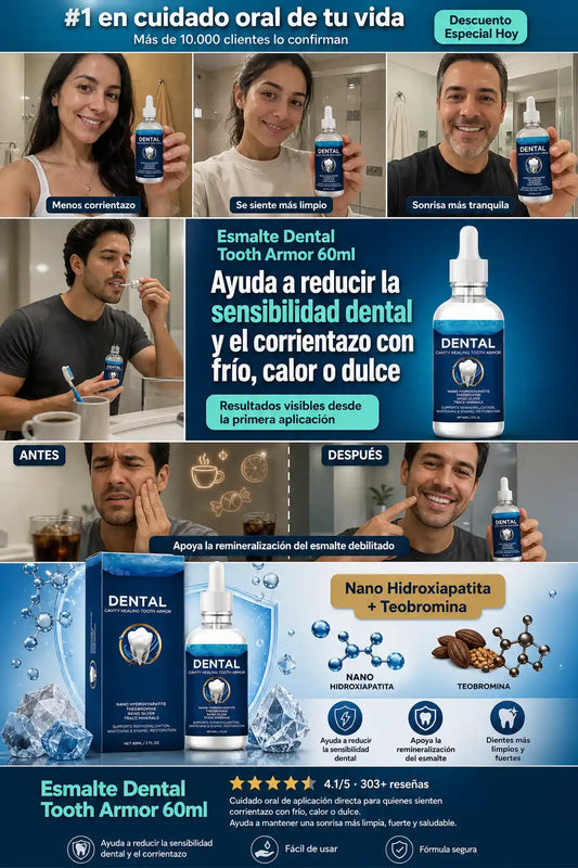 Esmalte Dental Tooth Armor - Reduce la Sensibilidad y Fortalece tu Esmalte - Descuento Especial Hoy